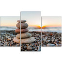 3-delt lærredstryk Stone Sea Beach Zen
