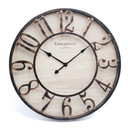 Horloge murale vintage métal-bois avec grands chiffres Ø50cm