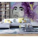 Livingwalls papier peint photo ARTist Lady motif aquarelle jaune, vert, noir, violet