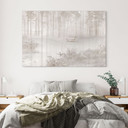 Acrylglas afbeelding Bos bij het meer in mist in beige - Ms Tiff