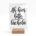 Tischaufsteller - Ab hier bitte lächeln