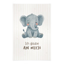 Stoffbild mit Elefant - Glaubenssatz 'Ich glaube an mich' für Kinder