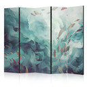 Paravent, Raumteiler freistehend, Trennwand - Fish in Muted Colors Swimming in Groups in Oceanic Dep