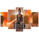 5 stykke lærredstryk, Buddha abstrakt