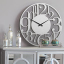 XXL Wanduhr Alu-Dibond-Silbereffekt - Modern - Ø 70 cm