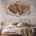5 stykke lærredsprint Heart Wood Brown Retro