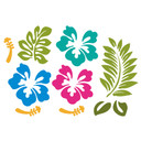 Wandtattoo Hibiskusblüten - türkis-magenta-hellblau