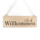 Holzschild Herzlich Willkommen