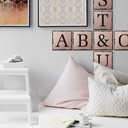 Aluminium Dibond z efektem miedzi - Kamienie z literami - Shabby