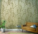 Abstrakt bladmønster tapet Beige, Blomster 2,70 x 1,59 m