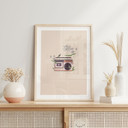 Plakat Retro Radio w kwiaty - Frida Floral Studio