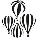 Muursticker Luchtballonnen met wolken (2-kleurig)