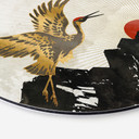Tableau sur alu-Dibond rond SpaceFrog Designs - Grues dorées