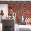 mursten tapet rød orange - loft tapet industriel - fleece tapet mursten væg moderne