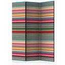 Paravent Séparation de pièce - Rayures multicolores, 3 pièces
