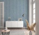 Vliestapete Streifen Modern in Blau metallic, Lounge