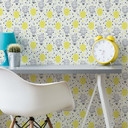 Papier peint à motifs - Montgolfière - jaune