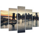 5 stykke lærredstryk, New York City Brooklyn Bridge