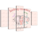 5 stykke lærredsprint Pink Elephant