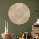 Elegancki obraz drewniany w kolorze piaskowego złota - Bloomery Decor - Okrągły