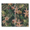 Kogeplade jungle med papegøjer natgrøn - Bloomery Decor