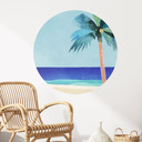 Muursticker Vakantiestrand met palmboom - Rivers - Rond