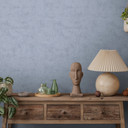 Minimalistisk ikke-vævet tapet - subtilt bladdesign i petrol & taupe