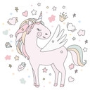 Sticker mural Kvilis - Illustration Licorne ailée