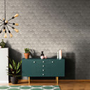 Tapeta z włókniny w kolorze szarym o wyglądzie 3D w stylu vintage o geometrycznym wyglądzie 