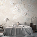 Akvarelbeige blomstertapet - ikke-vævet tapet med sarte blomster - vintagedesign