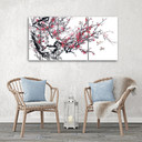 3 stykke lærredsprint, Cherry Blossom Japan Tree