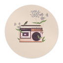 Plakat Retro Radio kwiatowy - Frida Floral Studio - okrągły