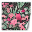 Fototapete, Vogel Dschungel Exotisch Pflanzen Rosa - Andrea Haase