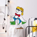 Sticker mural - Ours au canotier