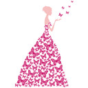 Sticker mural - Lady with Butterflies-rose fuchsia