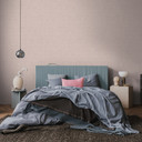 Non-woven tapet natur - fint stribemønster i terracotta & greige