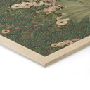 Obraz drewniany paw w tropikalnym ogrodzie na mozaice - Bloomery Decor