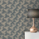 tapeta 3D bez PVC - włókninowa tapeta geometryczna A.S. Création Blue Beige 385063