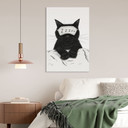 Tableaux Chat noir avec masque de nuit - Korenkova - Alu-Dibond