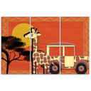 3 stykke lærredsprint, Giraffe Dyr Orange Børn