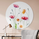 Vægcirkel Disher - Colourful Poppies – print på aluminium (Alu-Dibond)