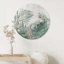 Glasbillede - Jungle Leaves Green Watercolour - Bloomery Decor - Round