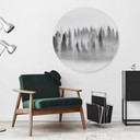 Vægcirkel Xu - Foggy Forest – print på aluminium (Alu-Dibond)