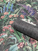 Tapet, non-woven blomstertapet Flora sort, grøn