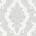 Papier peint baroque ornement blanc gris - Papier peint intissé classique gaufré - Papier peint à mo
