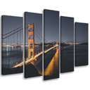 5 stykke lærredstryk, Golden Gate of San Francisco
