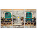 3 stykke lærredstryk, Street Italy vinduesblomster