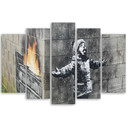 5 stykke lærredstryk, Banksy Smog Boy Street