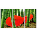 3 stykke lærred print Japan bambus paraplyer