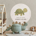 Rundes Wandtattoo mit Schildkröte - Mutmachspruch 'Schritt für Schritt schaffe ich das' fürs Kinderzimmer